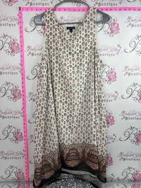 Max Edition dress floral Cream Midi Dress with Brown & Black Paisley Border